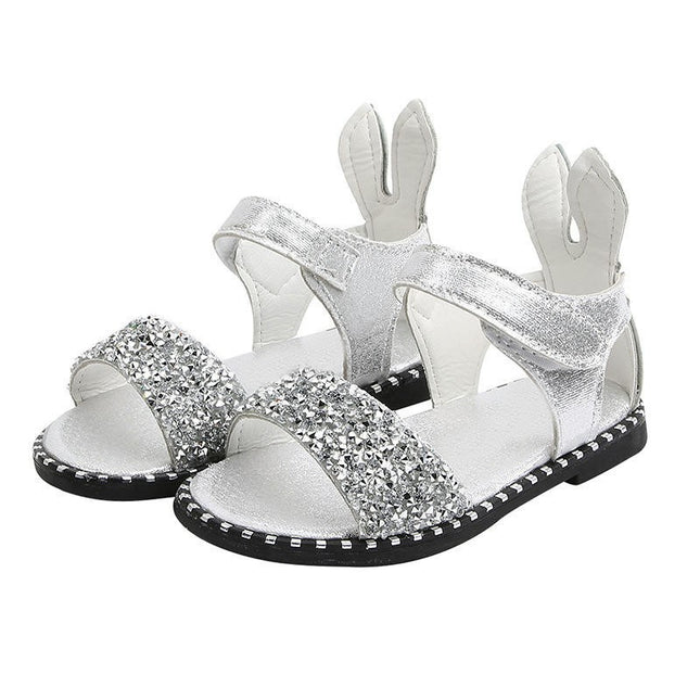 Toddler Girls Sandals Cute Rabbit Ears Open Toe Soft Soled Faux Leather Sandals