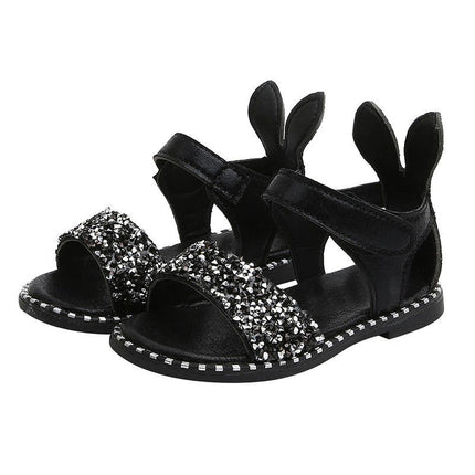 Toddler Girls Sandals Cute Rabbit Ears Open Toe Soft Soled Faux Leather Sandals