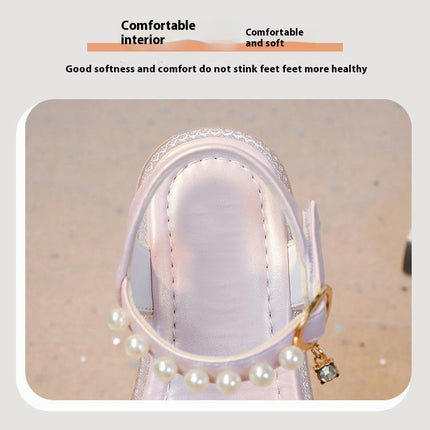 Little Girl Sandals Summer Casual Bow Pearl Faux Leather Sandals