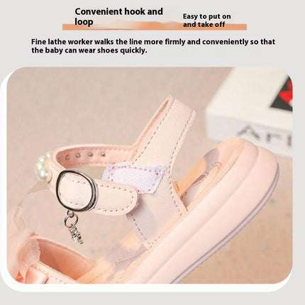 Girls Faux Leather Sandals Girls Bow Rhinestone Summer Sandals