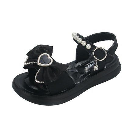 Girls Faux Leather Sandals Girls Bow Rhinestone Summer Sandals