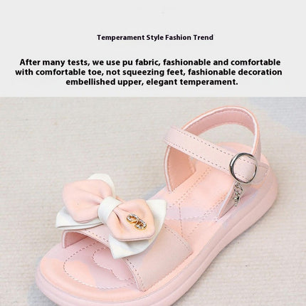 Little Kid Girls Sandals Fashion Bow Summer Faux Leather Sandals