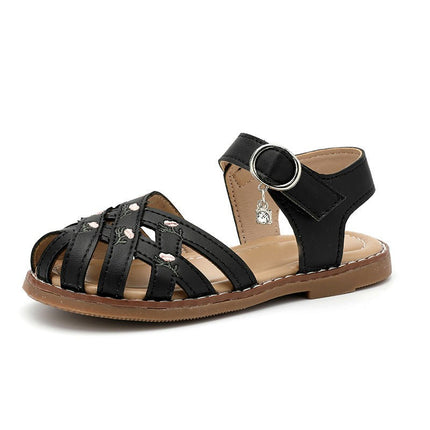 Little Girls Cute Sandals Closed Toe Summer Faux Leather Sandals