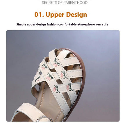 Little Girls Cute Sandals Closed Toe Summer Faux Leather Sandals