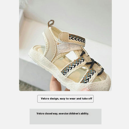 Girls Close Toe Sport Sandals Summer Outdoor Athletic Beach Faux Leather Sandals