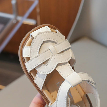Girls Sandals Circle Closed Toe Soft Soled Faux Leather Sandals