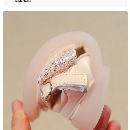Fashion Summer Sandals for Little Girls Flat Open Toe Bowknot Faux Leather Sandals