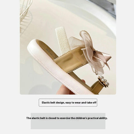 Summer Sandals Little Girl Open Toe Bow Knot Fashion Soft Faux Leather Sandals