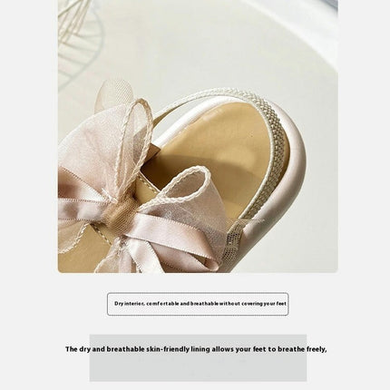 Summer Sandals Little Girl Open Toe Bow Knot Fashion Soft Faux Leather Sandals