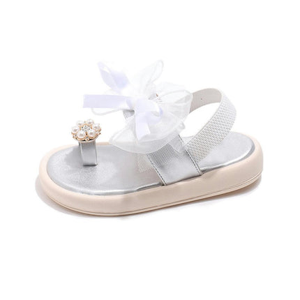 Summer Sandals Little Girl Open Toe Bow Knot Fashion Soft Faux Leather Sandals