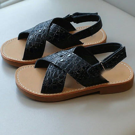 Summer Sandals Girls Open Toe Soft Sole Anti Slip Faux Leather Sandals