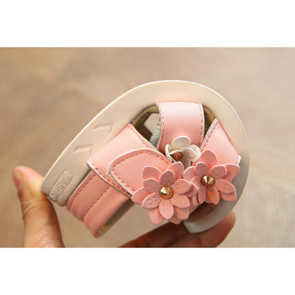 Toddler Cross Girls Sandals Non Slip Flower Faux Leather Sandals