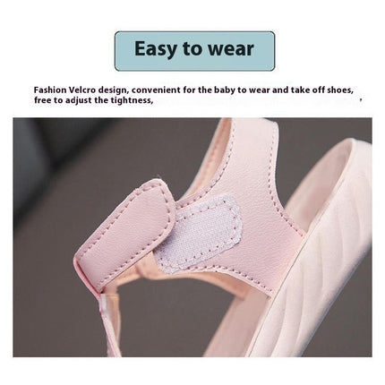 Summer Girls Open Toe Rhinestones Bow Princess Faux Leather Sandals