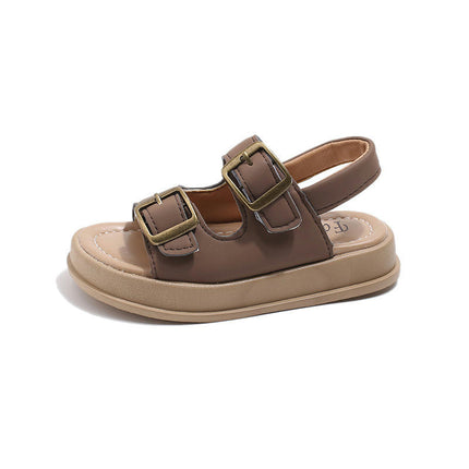 Girls Faux Leather Sandals Open Toe Summer Shoes with Adjustable Velcro Buckle