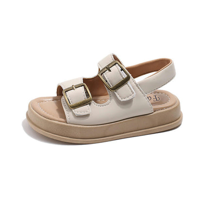 Girls Faux Leather Sandals Open Toe Summer Shoes with Adjustable Velcro Buckle