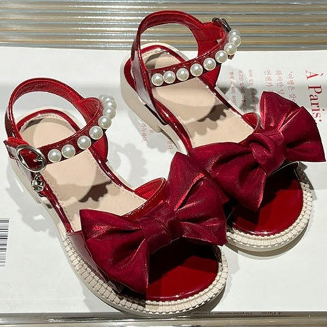Toddler Girls Sandals Summer Bow Princess Faux Leather Sandals