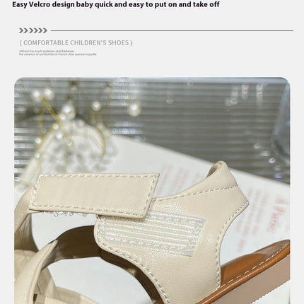 Girl Sandals Sweet for Wedding Beach Soft Sole Faux Leather Sandals