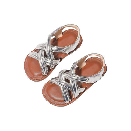 Girl Sandals Sweet for Wedding Beach Soft Sole Faux Leather Sandals