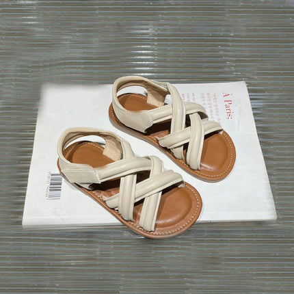 Girl Sandals Sweet for Wedding Beach Soft Sole Faux Leather Sandals