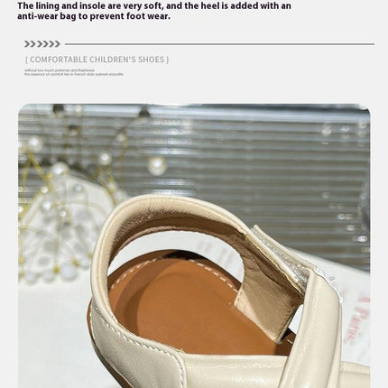 Girl Sandals Sweet for Wedding Beach Soft Sole Faux Leather Sandals