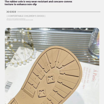 Girl Flower Sandals Sweet for Wedding Beach Pearl Soft Sole Faux Leather Sandals