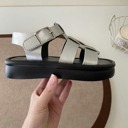 Faux Leather Sandals for Toddler Girls Casual Roman Beach Sandals