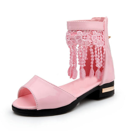 Little Girls Sandals Summer Tassel Faux Leather Roman Sandals