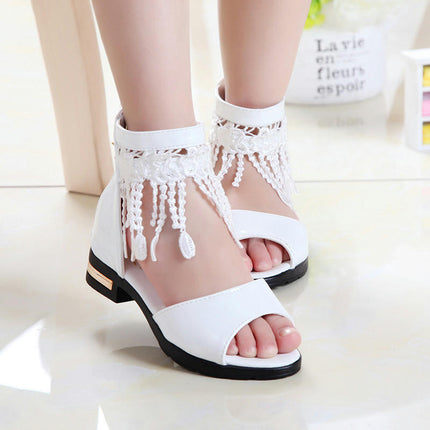 Little Girls Sandals Summer Tassel Faux Leather Roman Sandals