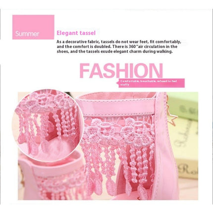 Little Girls Sandals Summer Tassel Faux Leather Roman Sandals