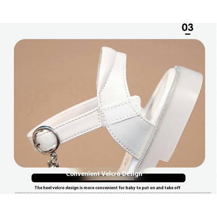 Girls Sandals Kids Open Toe Wedding Party Faux Leather Sandals