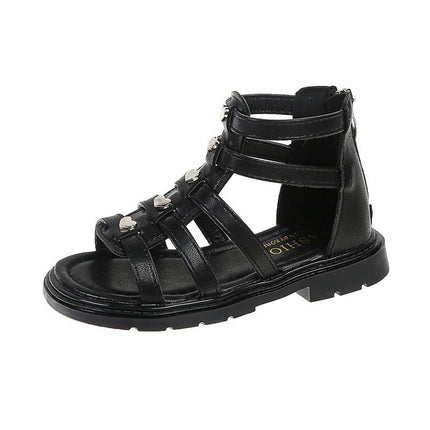 Girls Fashion Flat Princess Top Sandals Fashion Roman Faux Leather Sandals