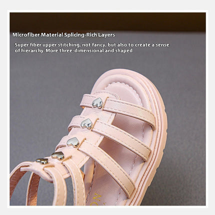 Girls Fashion Flat Princess Top Sandals Fashion Roman Faux Leather Sandals