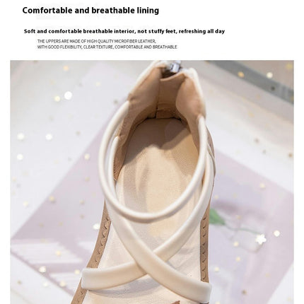 Girls Sandals Summer Flowers Zipper Design Roman Faux Leather Sandals