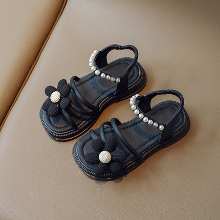 Girl Sandals Summer Dimensional Flower Design Princess Faux Leather Sandals