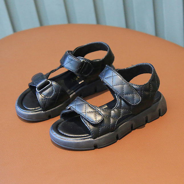 Girls Faux Leather Sandals Velcro Open Toe Outdoor Summer Sport Sandals