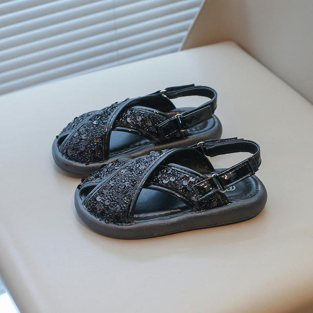 Toddler Sandals Summer Flower Girls Princess Faux Leather Sandals
