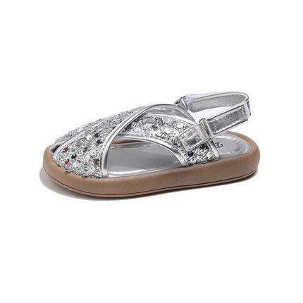 Toddler Sandals Summer Flower Girls Princess Faux Leather Sandals