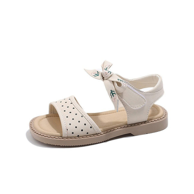Girls Faux Leather Sandals Fashion Soft Bottom Bow Princess Sandals