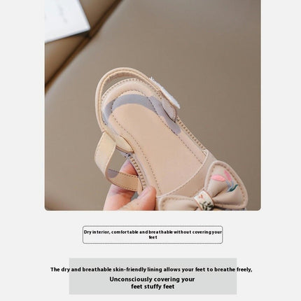 Toddler Girls Bow Sandals Summer Fashion Flower Girl Beach Faux Leather Sandals