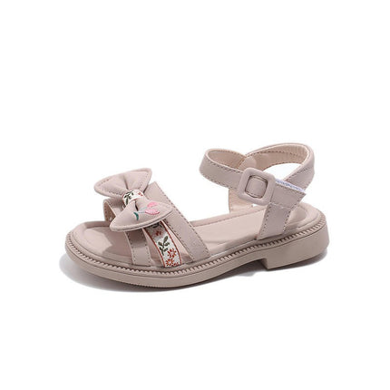 Toddler Girls Bow Sandals Summer Fashion Flower Girl Beach Faux Leather Sandals