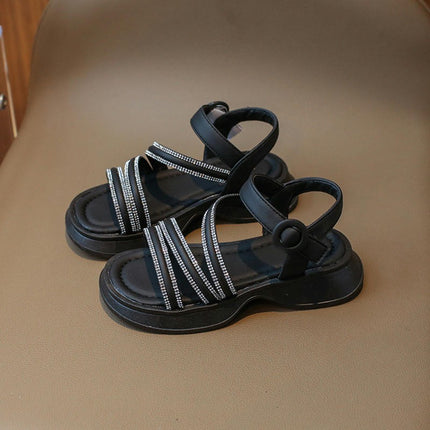 Girls Faux Leather Sandals Summer Casual Flower Girls Princess Sandals