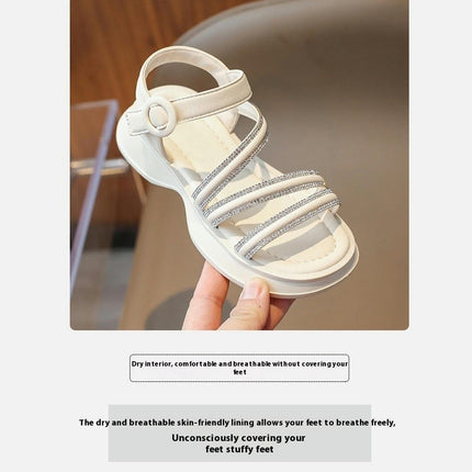 Girls Faux Leather Sandals Summer Casual Flower Girls Princess Sandals