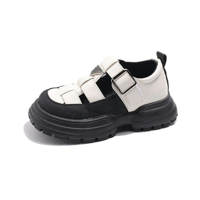 Kids Summer Hollow Toe Faux Leather Sandals Soft Sole Beach Shoes