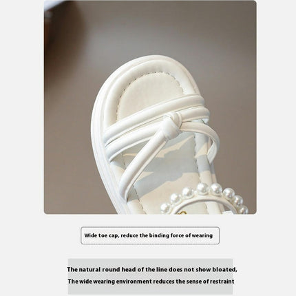 Children Girls Sandals Thick Summer Fashionable Pearl Sandals