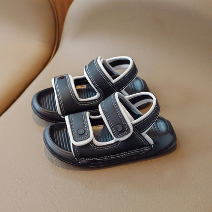 Girls Open Toe Breathable Sandals Faux Leather Soft Soled Beach Play Anti Slip Sandals