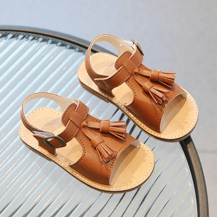 Little Girls Faux Leather Sandals Summer In Thick Bottom Roman Sandals