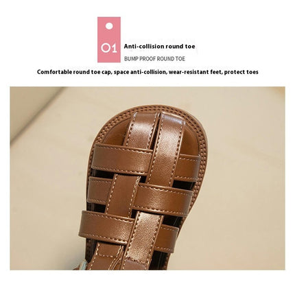 Faux Leather Sandals for Toddler Girls Summer Roman Beach Sandals