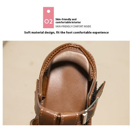 Faux Leather Sandals for Toddler Girls Summer Roman Beach Sandals