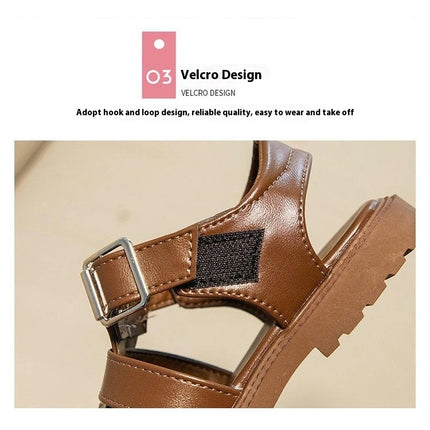 Faux Leather Sandals for Toddler Girls Summer Roman Beach Sandals