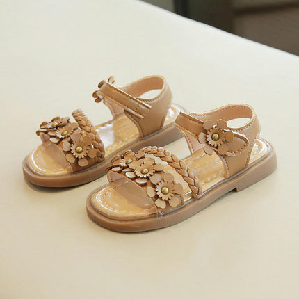 Toddler Flower Girl Sandals Girls Summer Wedding Party Faux Leather Sandals